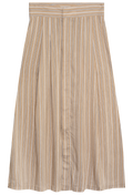Beige and white striped skirt on a white background