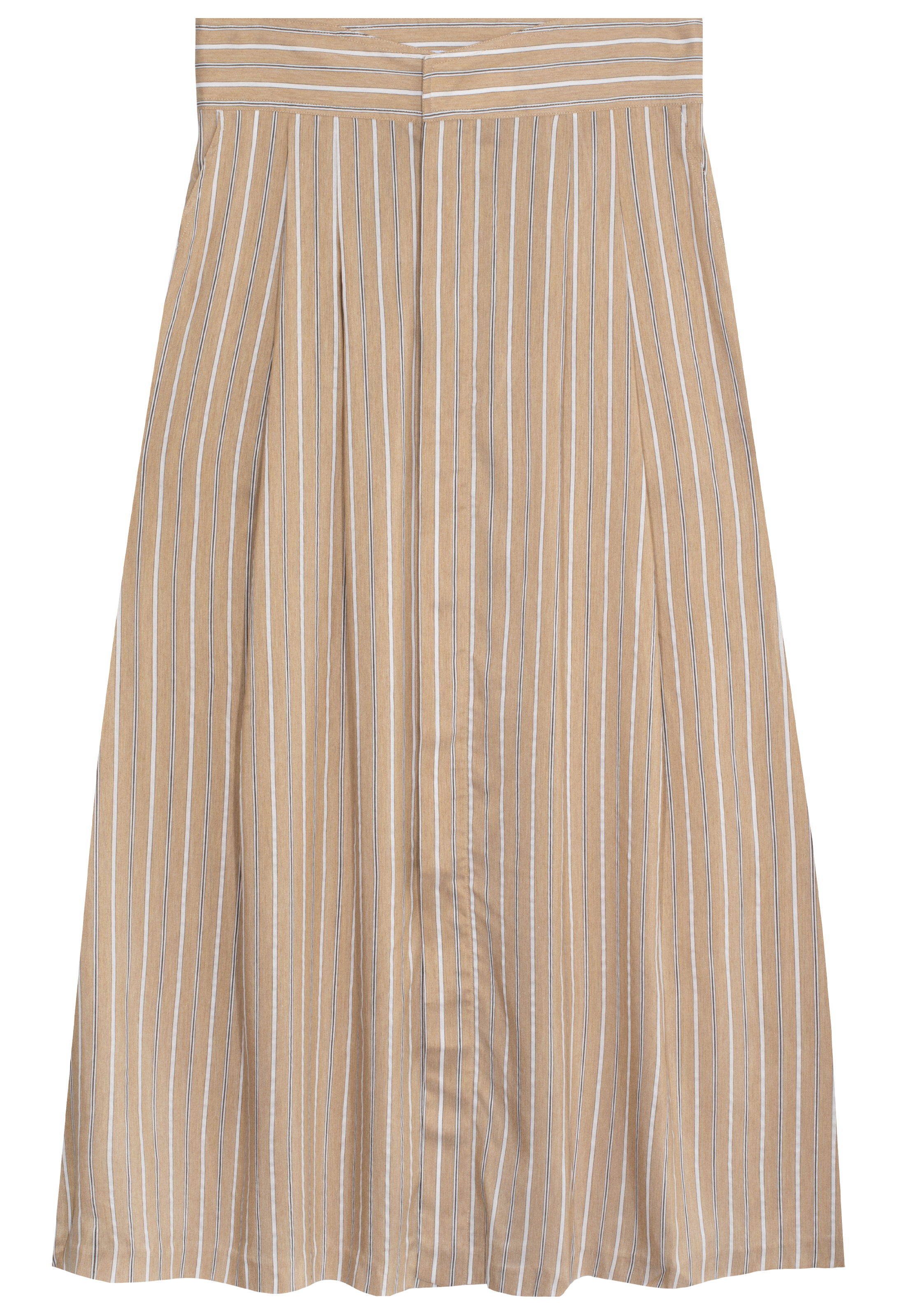 Beige and white striped skirt on a white background
