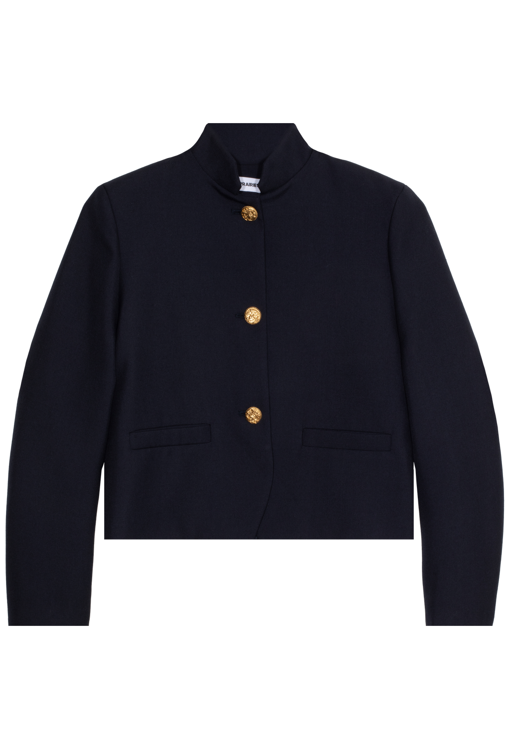 NAVY jacket with gold buttons on a white background