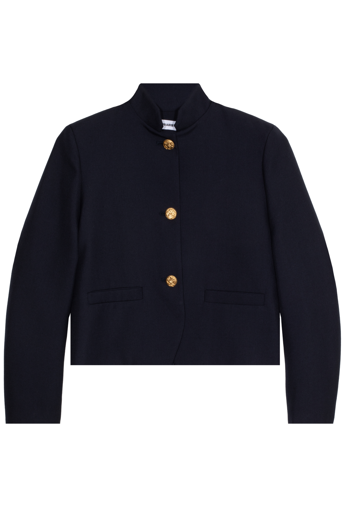 NAVY jacket with gold buttons on a white background