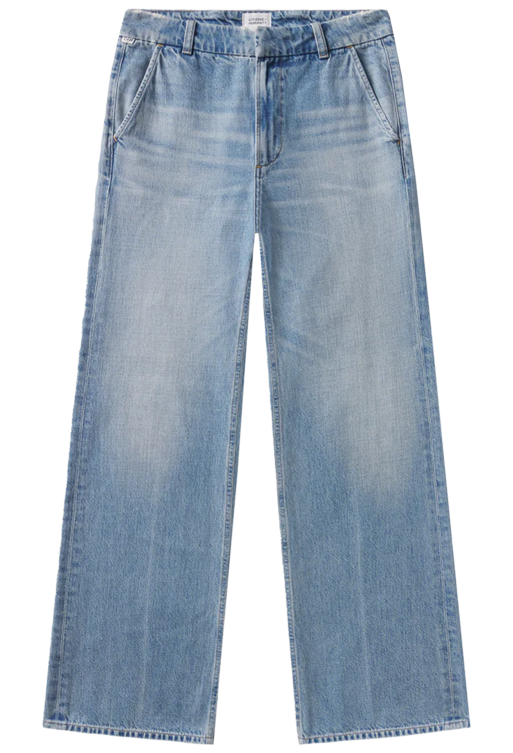 light blue jeans on a white background