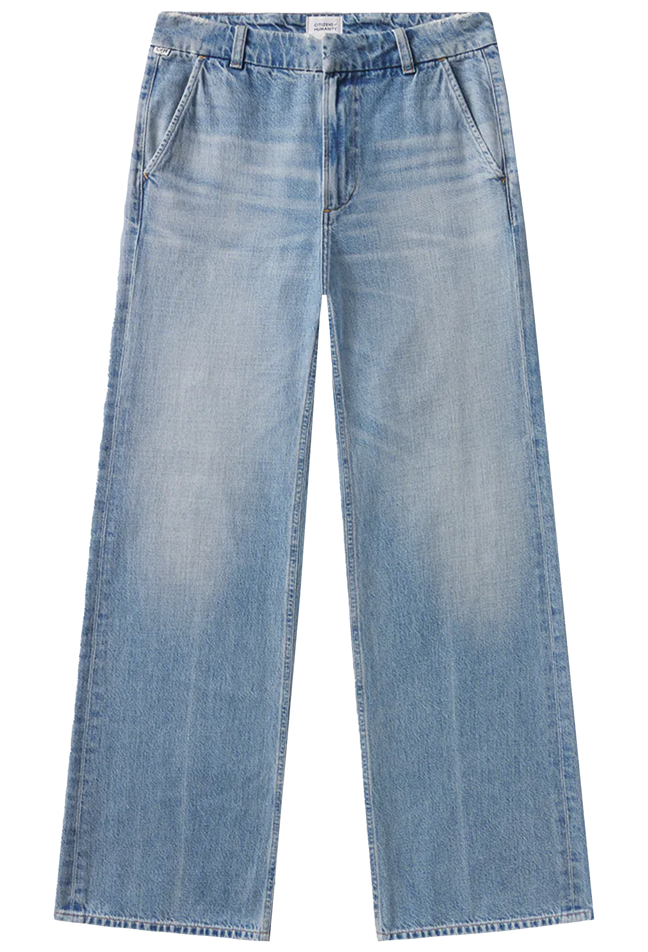 light blue jeans on a white background