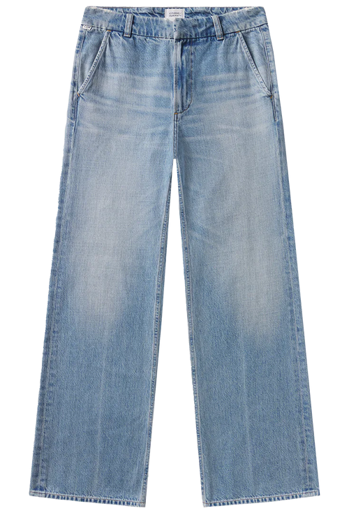 light blue jeans on a white background