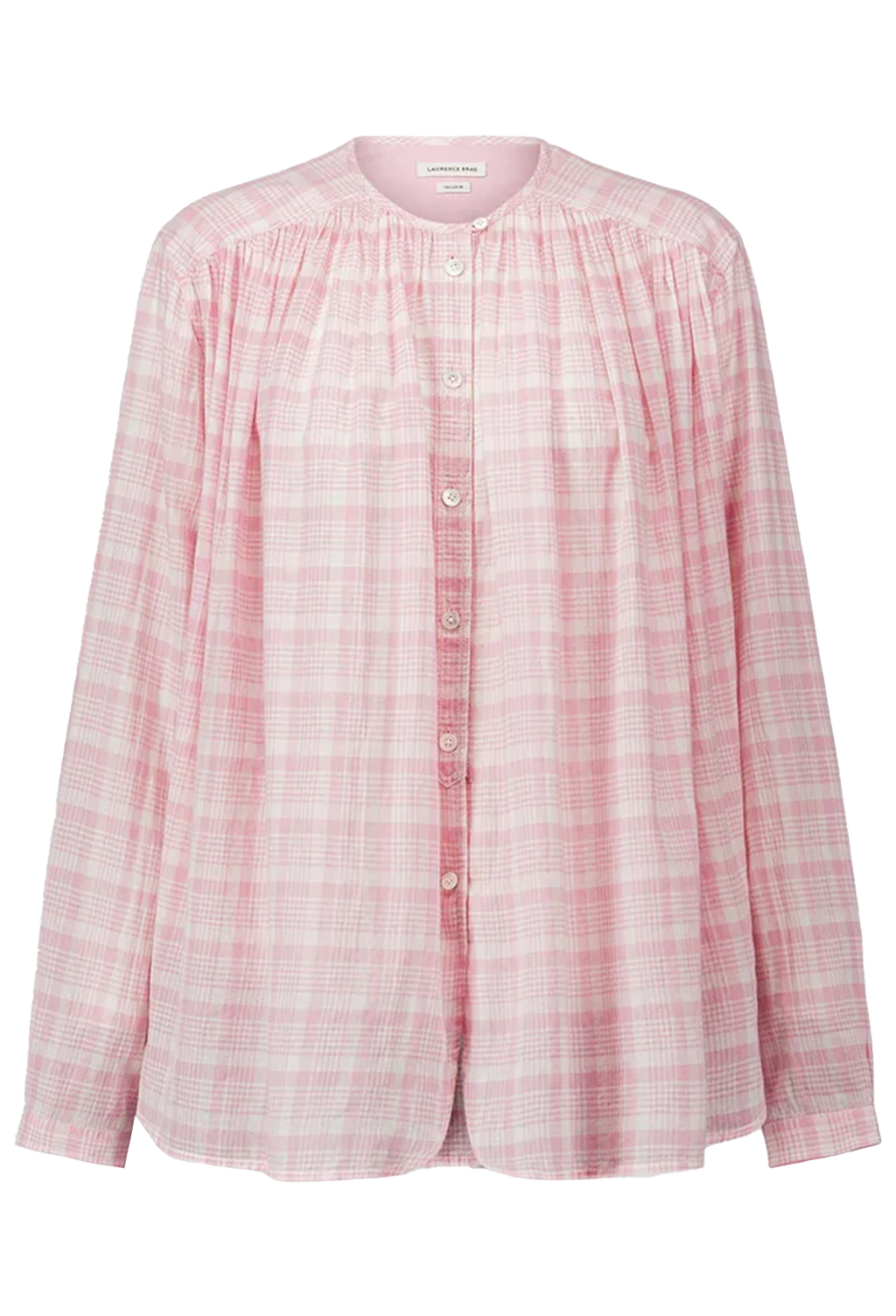 Pink checkered shirt on a white background