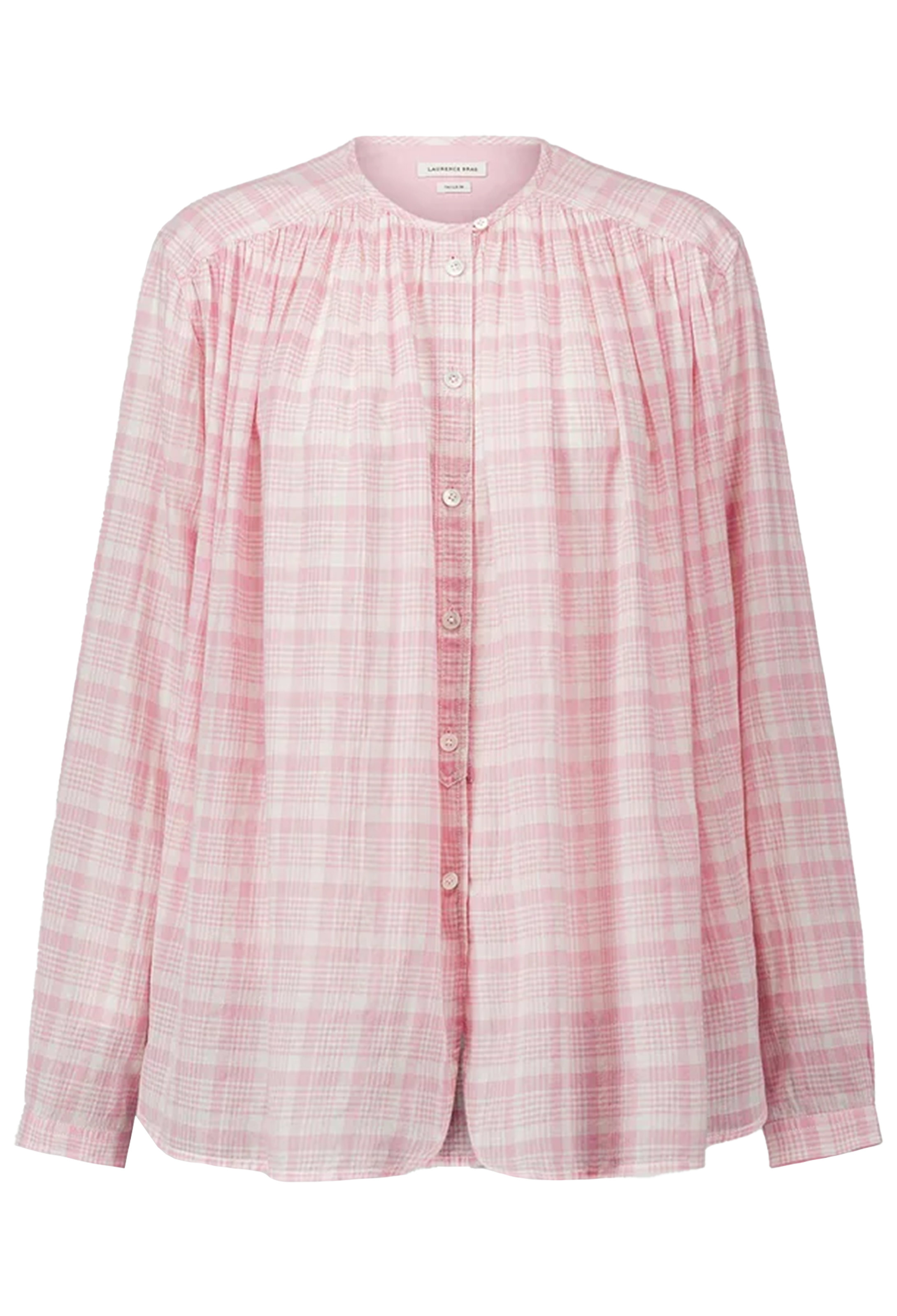 Pink checkered shirt on a white background
