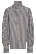 Striped shirt with a high collar on a white background