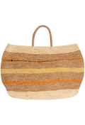 Woven bag with striped pattern on a white background