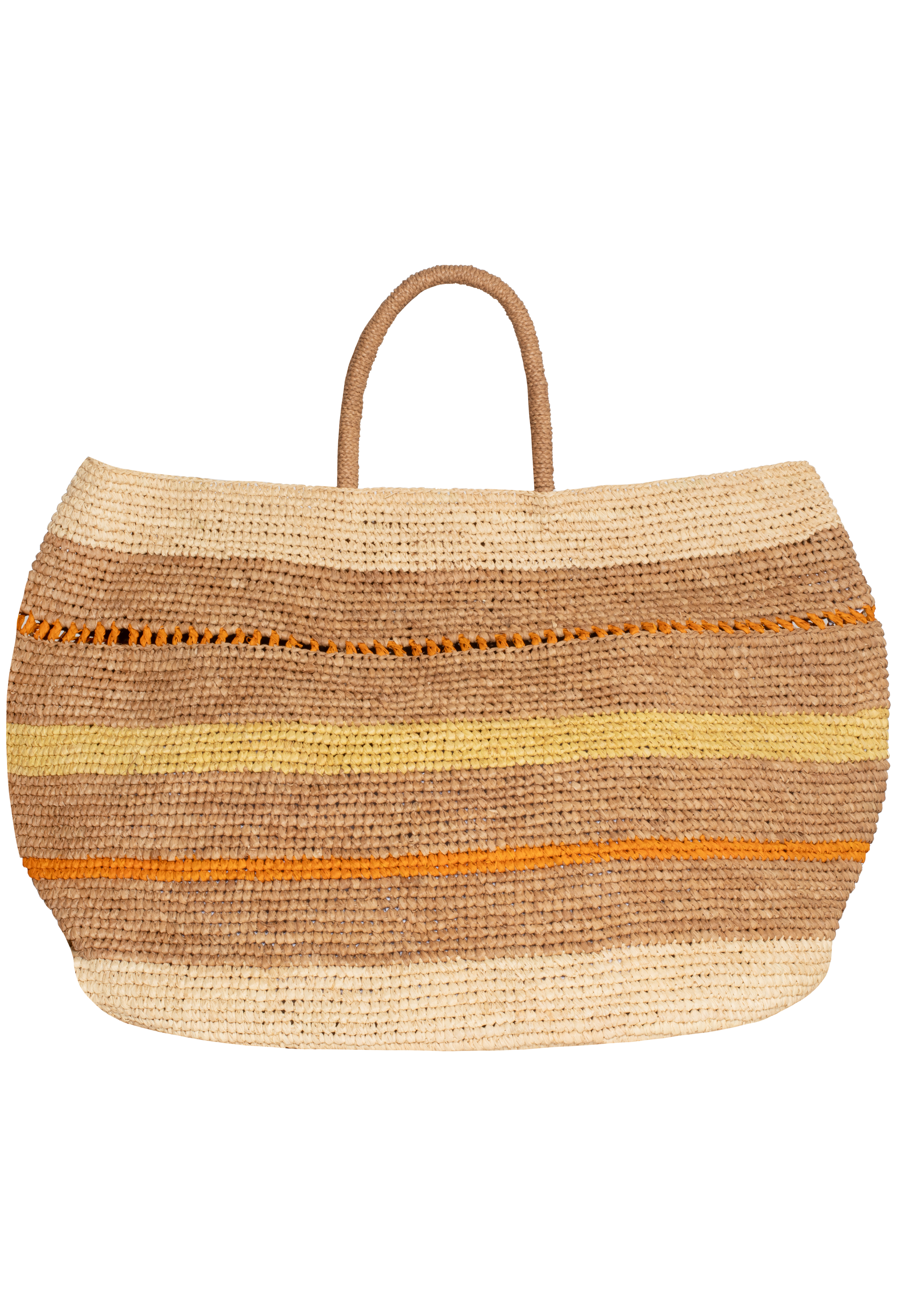 Woven bag with striped pattern on a white background