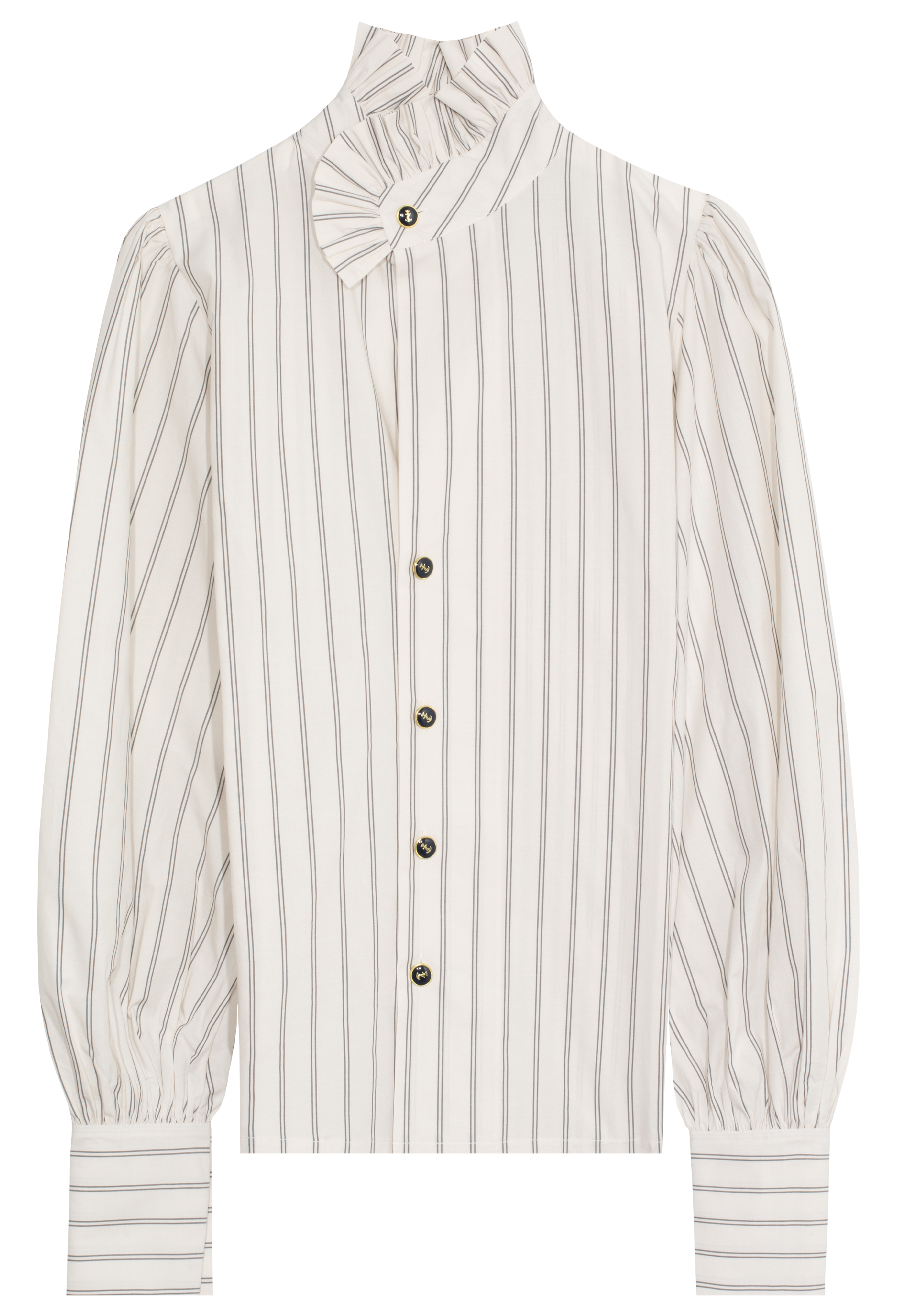 Striped shirt with a high collar on a white background