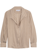 Beige and white striped shirt on a white background