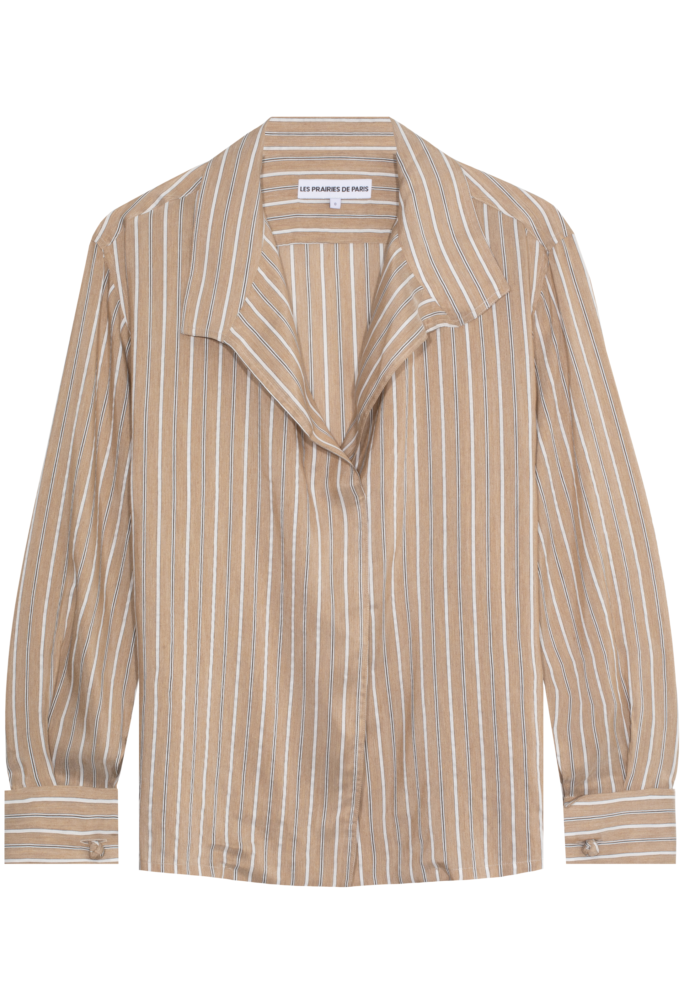 Beige and white striped shirt on a white background