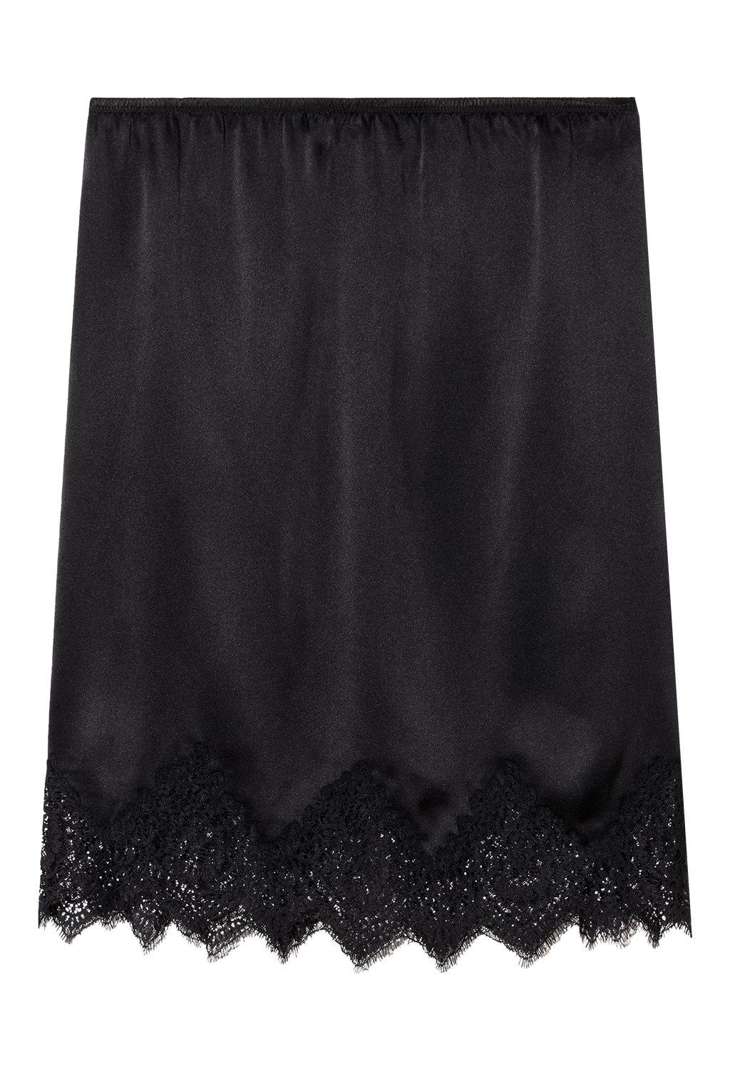 black skirt with lace hem on a white background