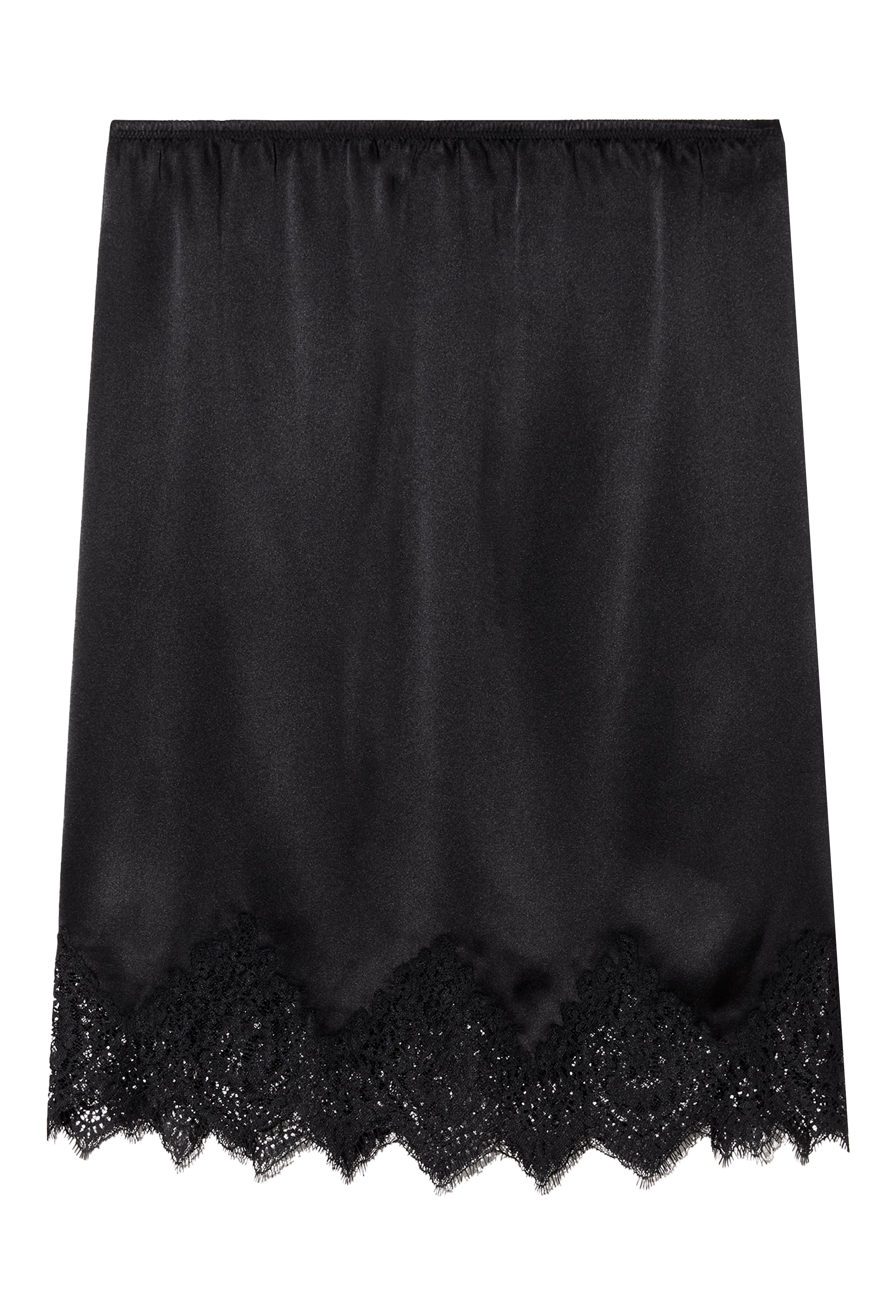 black skirt with lace hem on a white background