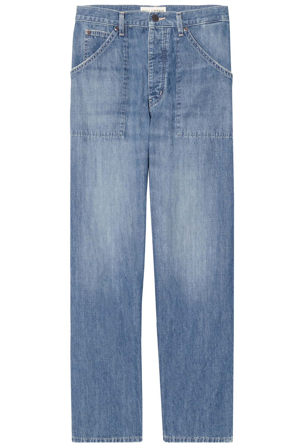Light blue jeans on a white background