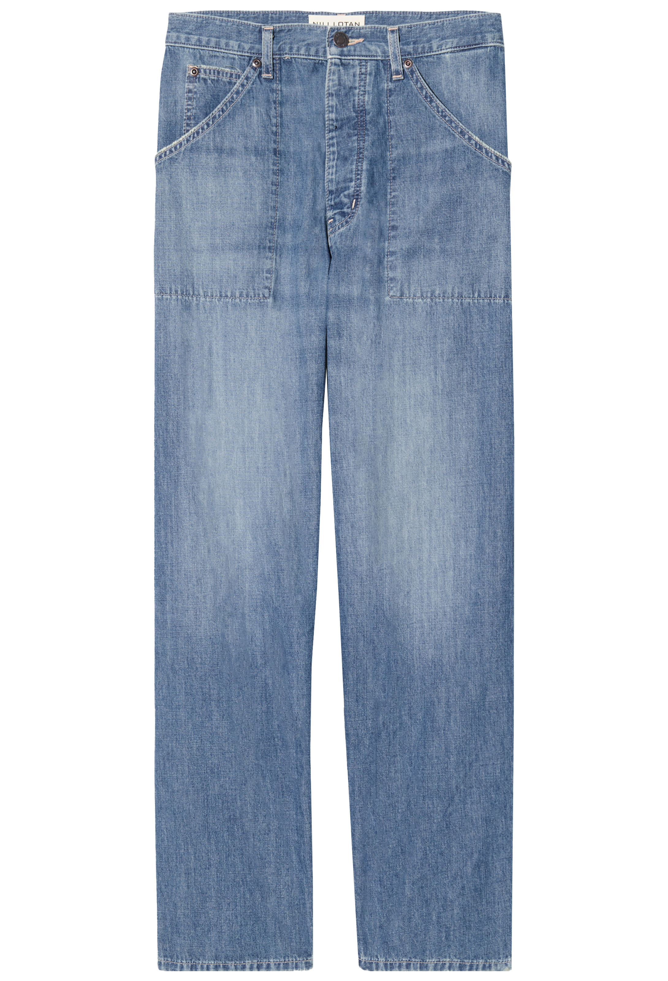 Light blue jeans on a white background