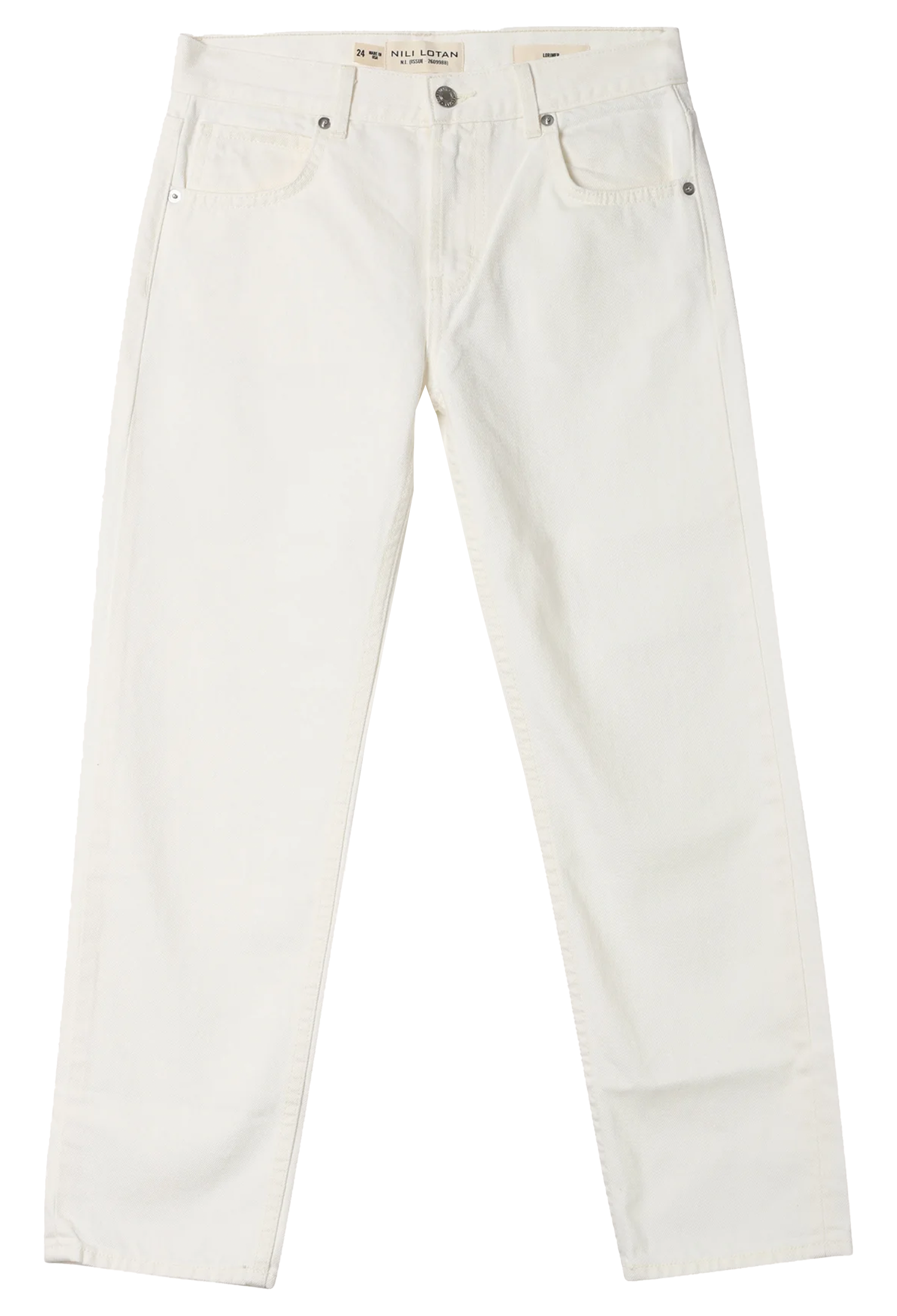 cream jeans on a white background