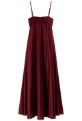 Maroon strapless dress on a white background