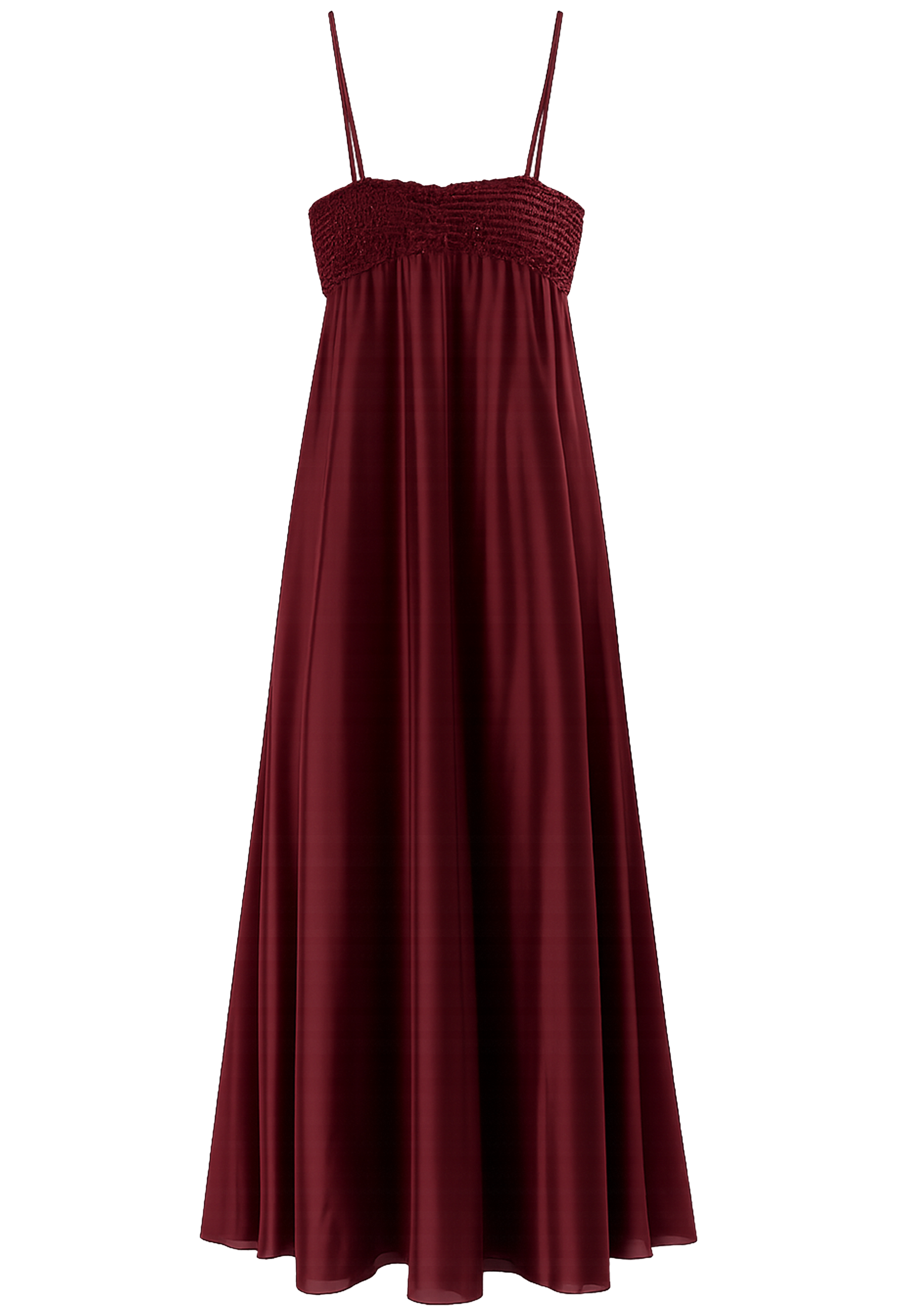 Maroon strapless dress on a white background