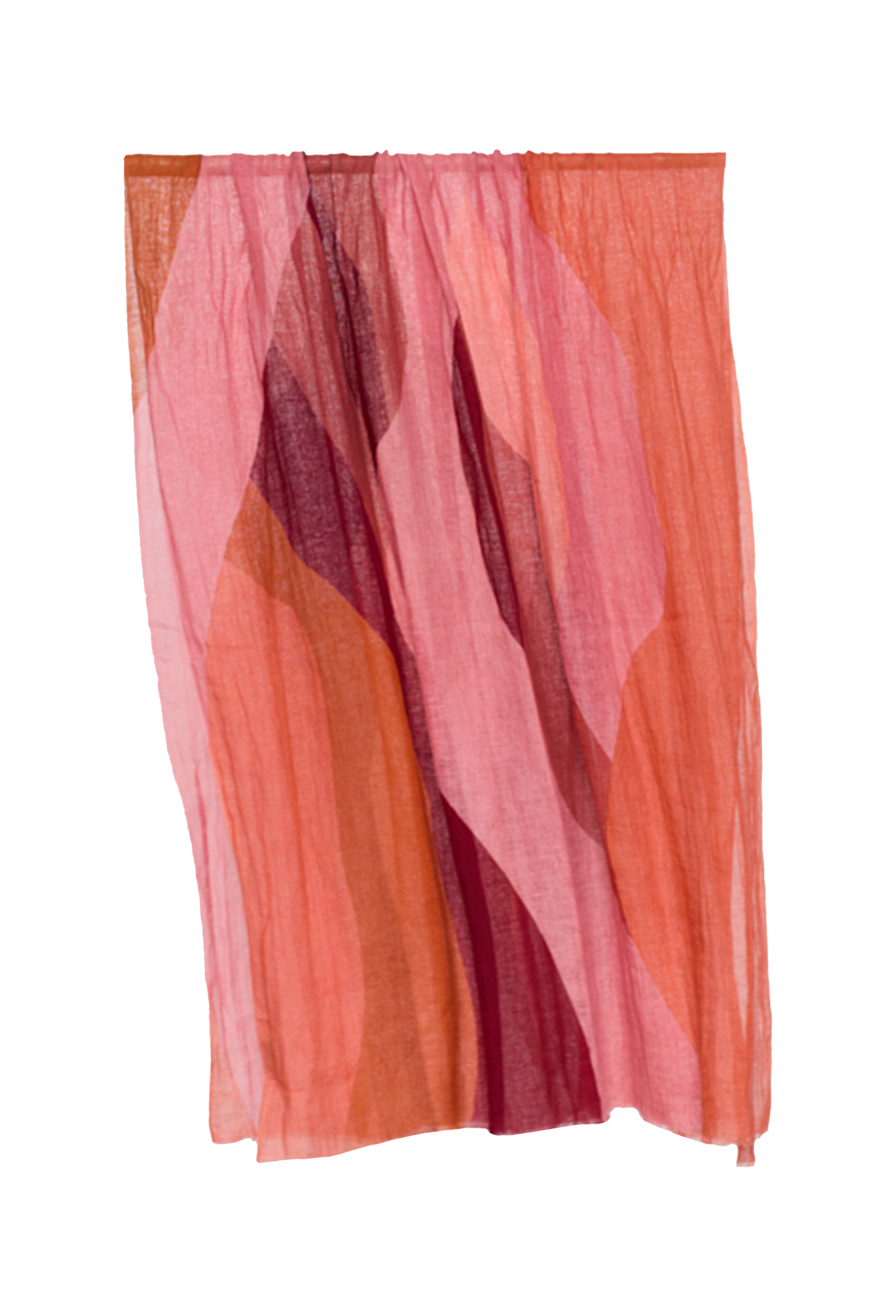 Colorful scarf with pink and orange hues on a white background