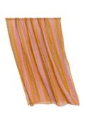 Striped fabric with pink and orange horizontal stripes on a white background