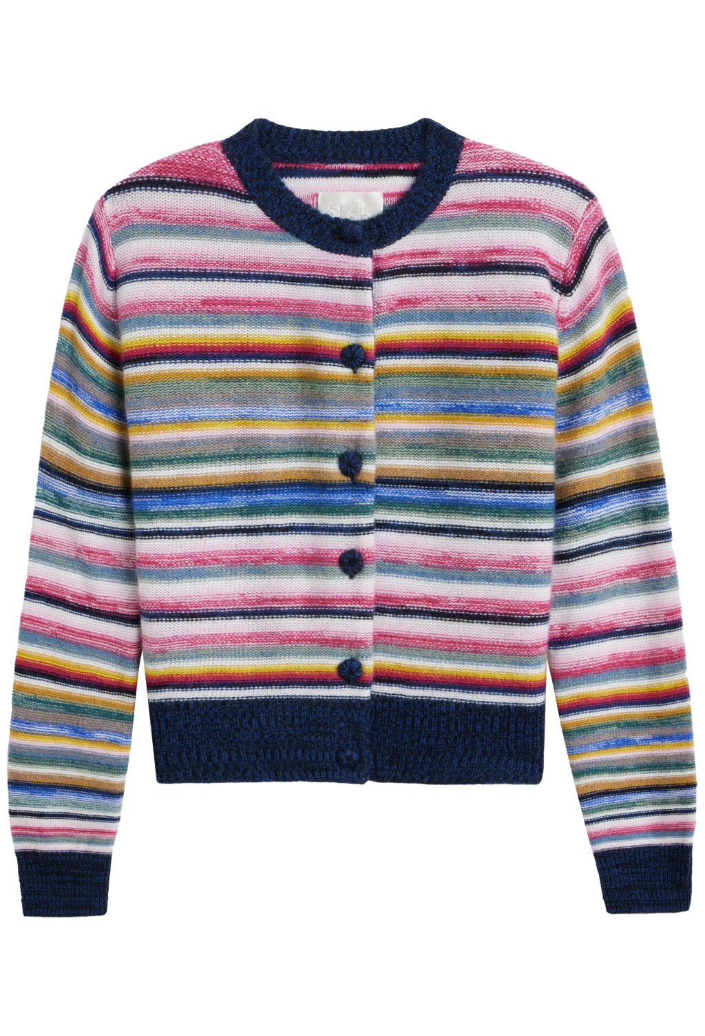 Colorful striped cardigan on a white background
