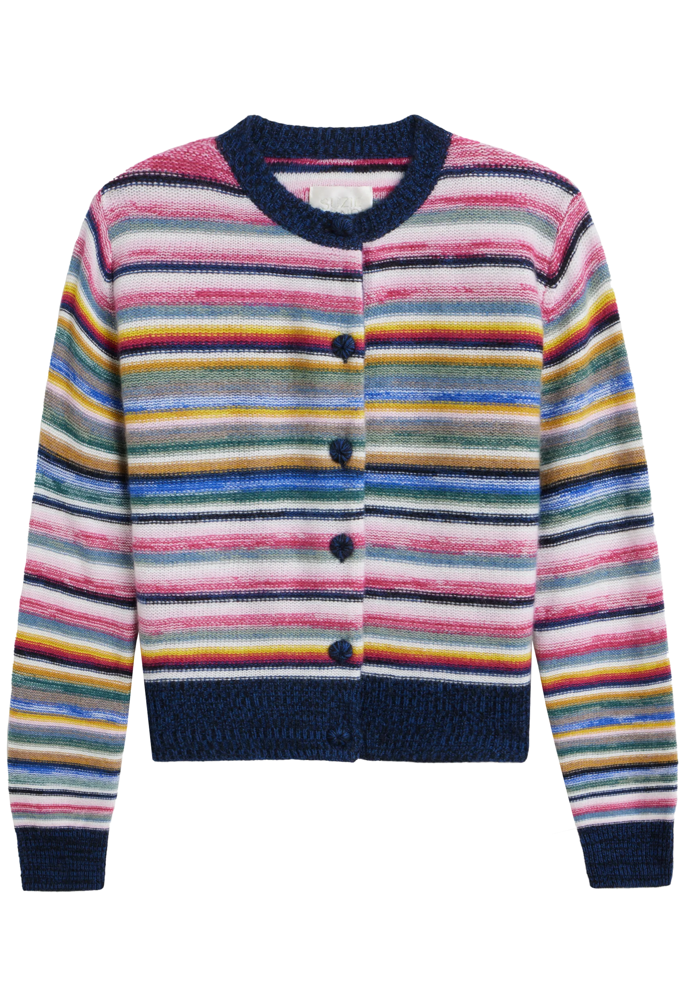 Colorful striped cardigan on a white background