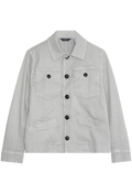 Light gray jacket with button details on a white background