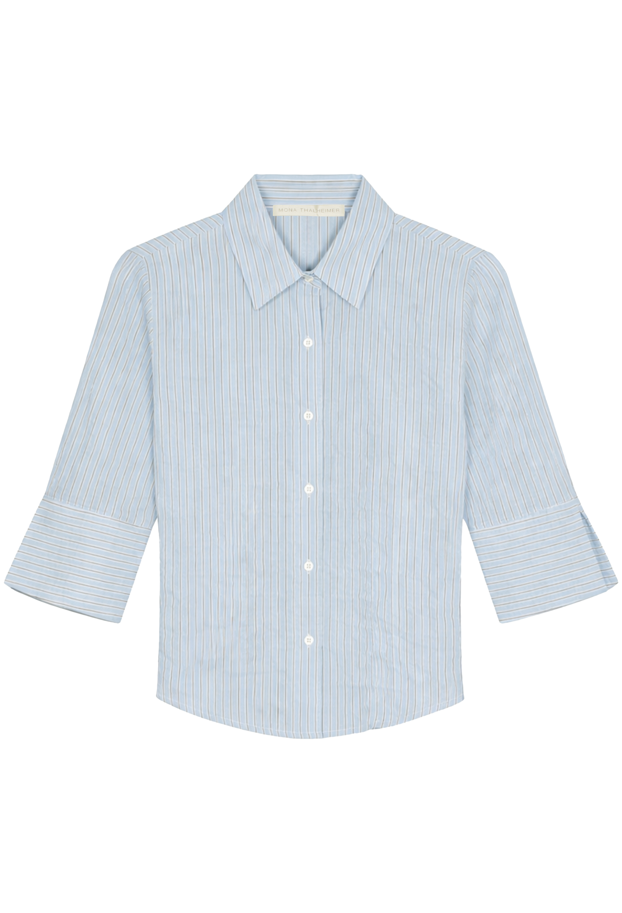 Light blue striped shirt on a white background
