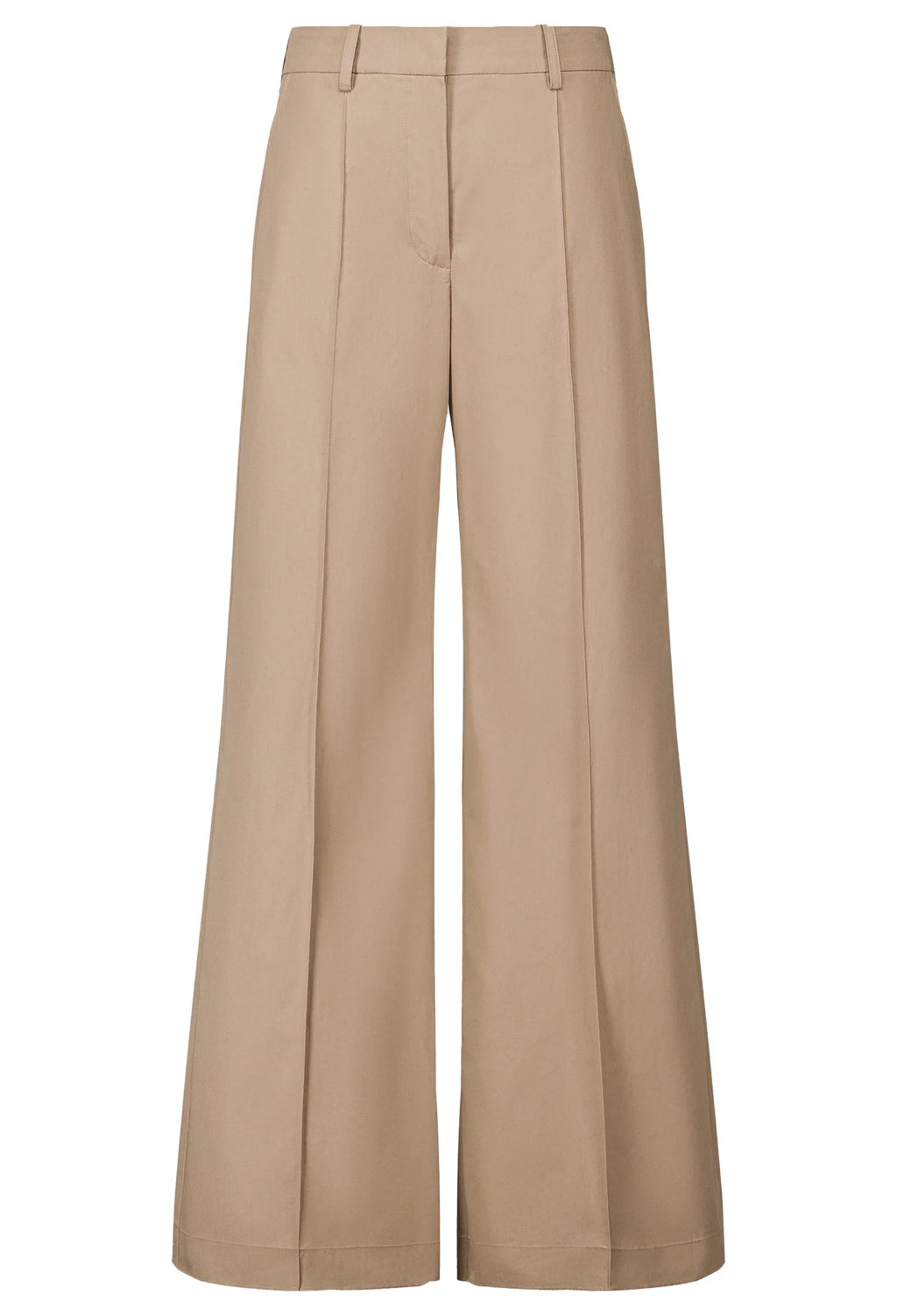 Beige wide-leg pants on a white background