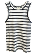 navy and white striped tank top on a white background