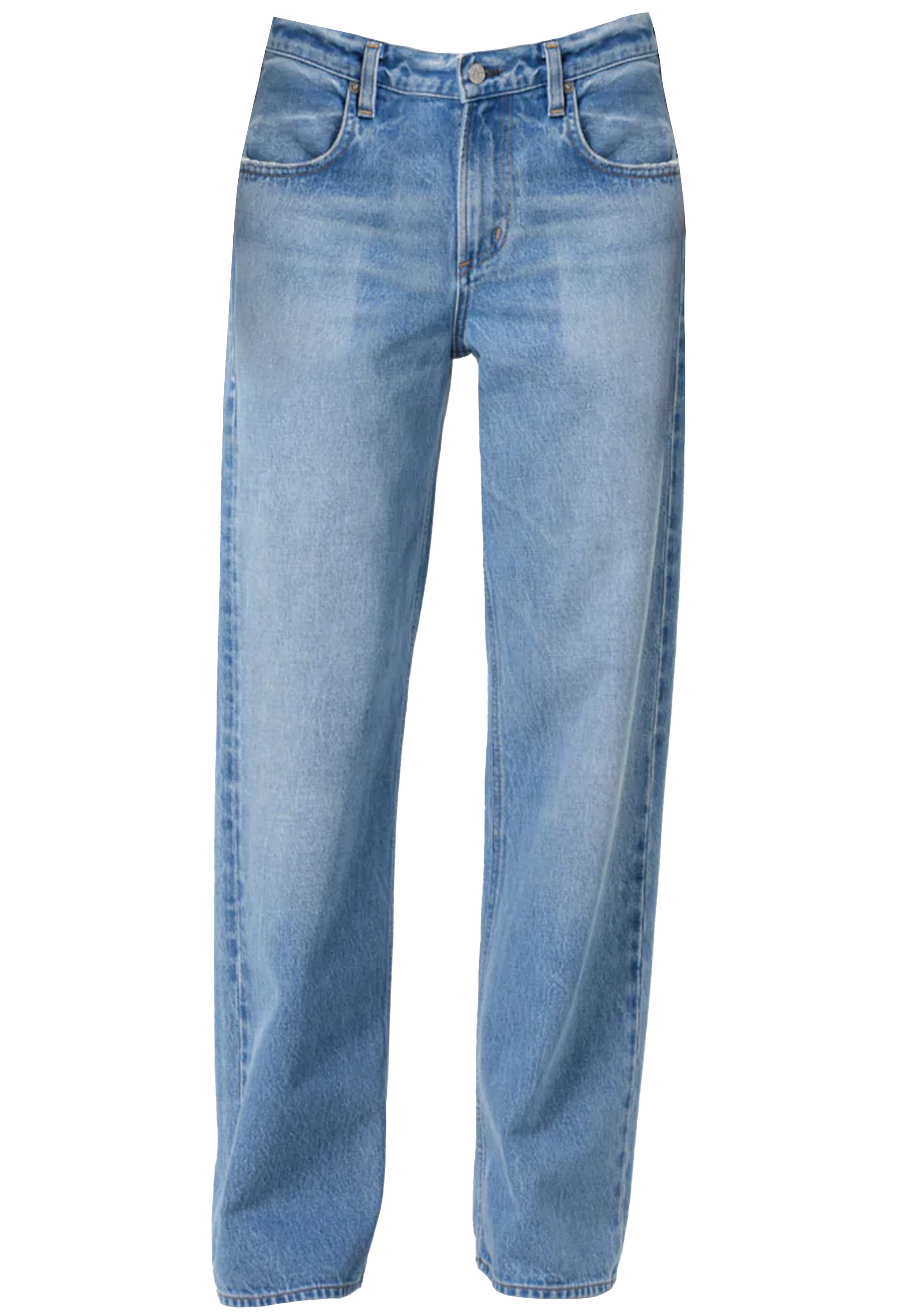 Light blue jeans on a white background