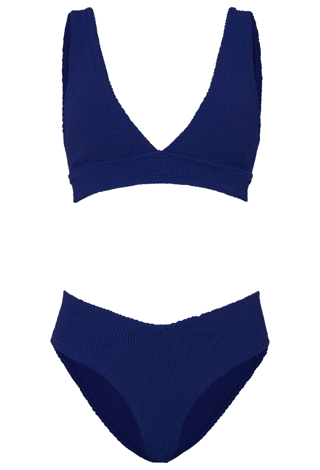 Navy blue bikini set on a white background