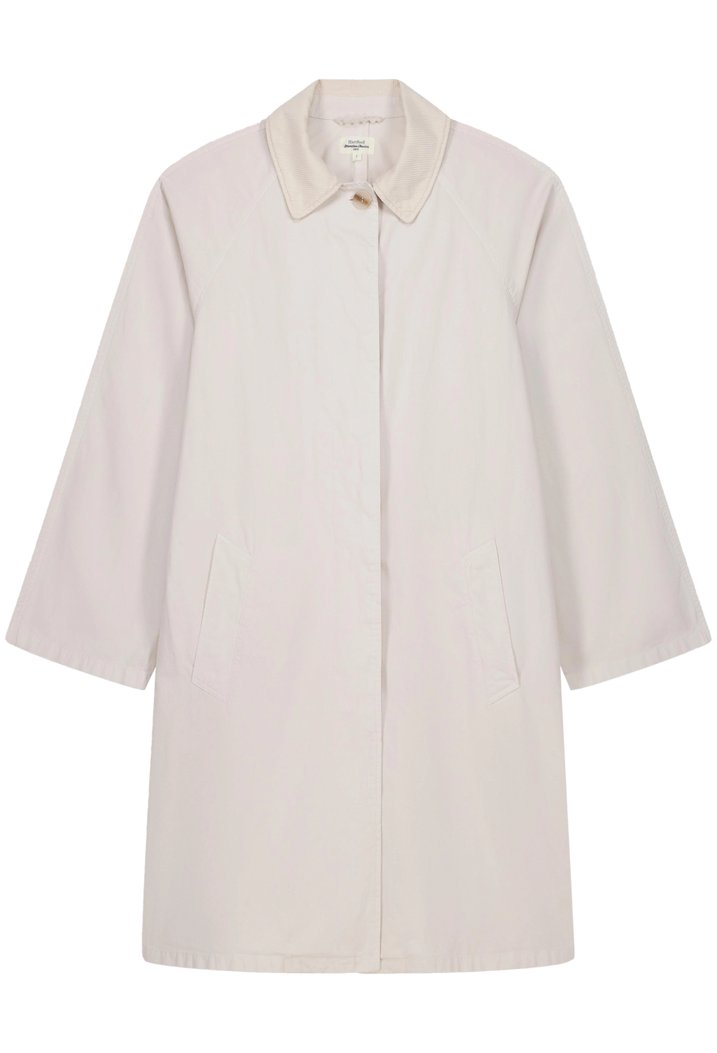 Light gray coat with a white collar on a white background