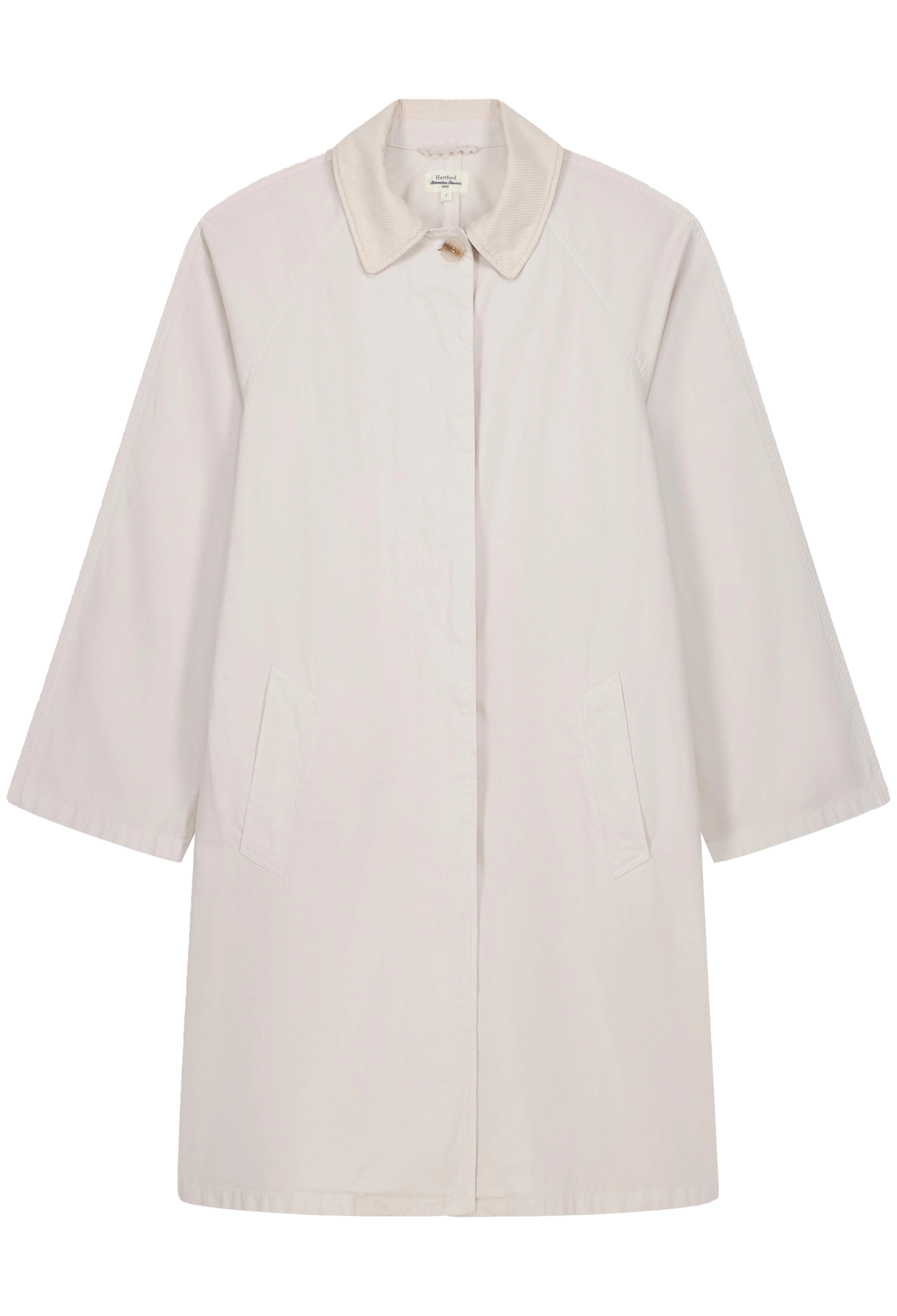Light gray coat with a white collar on a white background
