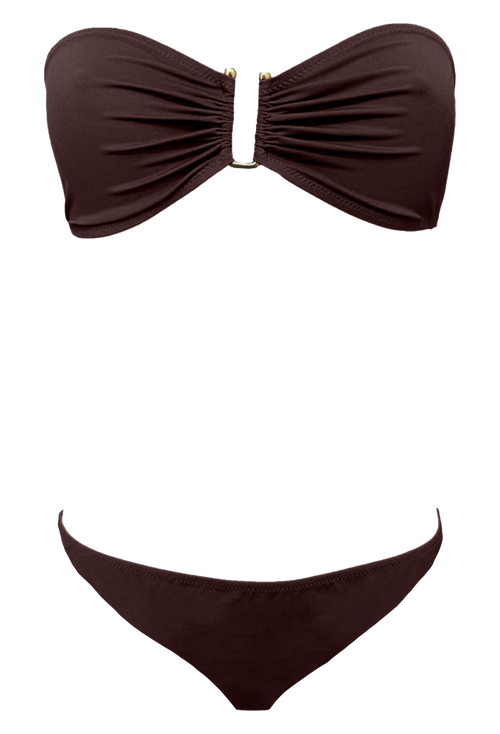 Brown bikini set on a white background