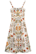 Floral print dress with a belt on a white background