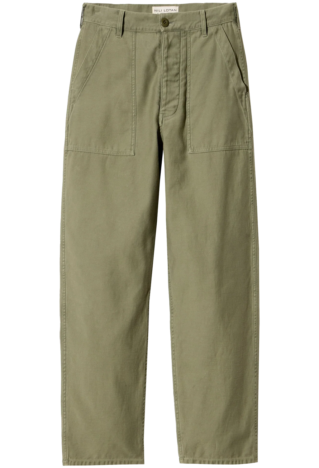 olive green pants on a white background