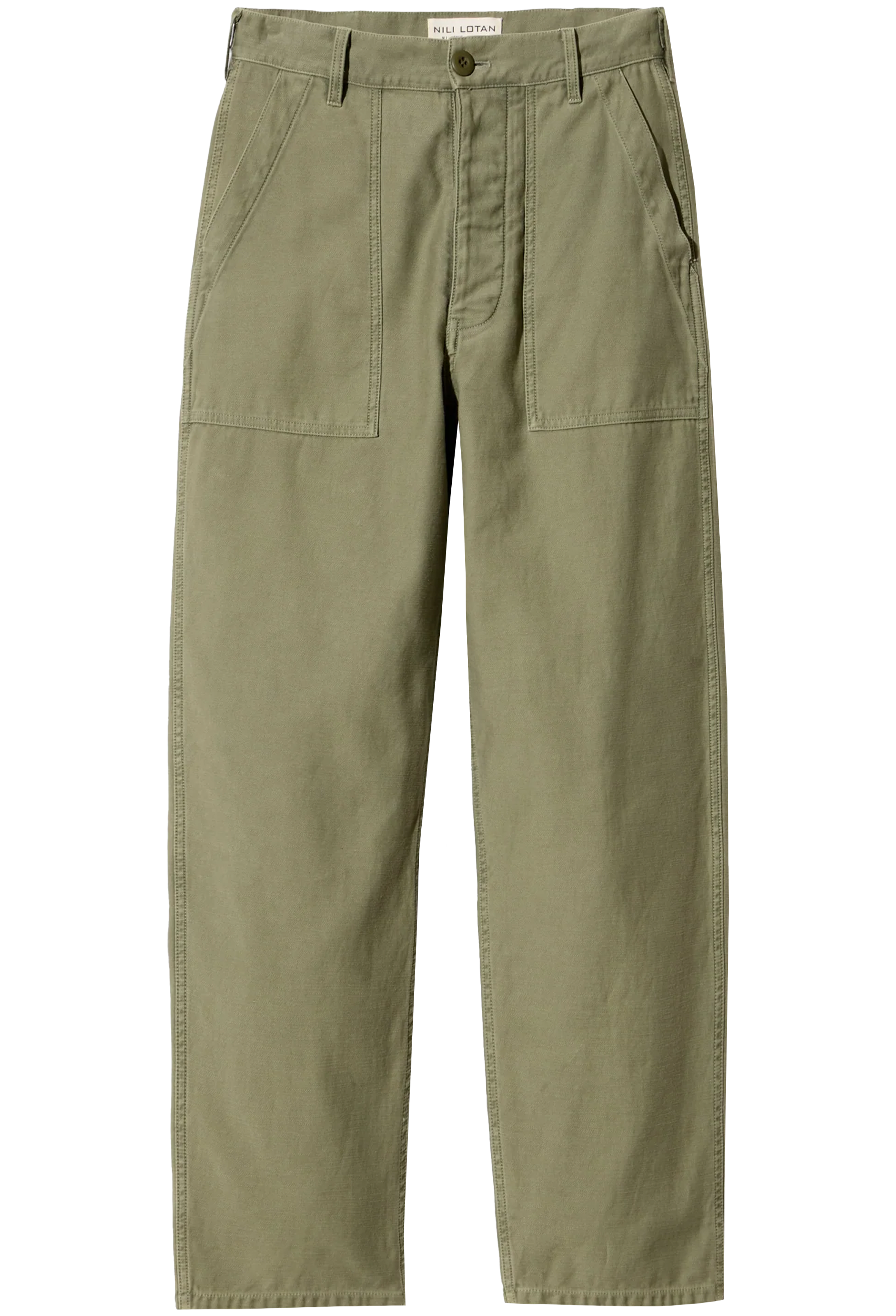 olive green pants on a white background