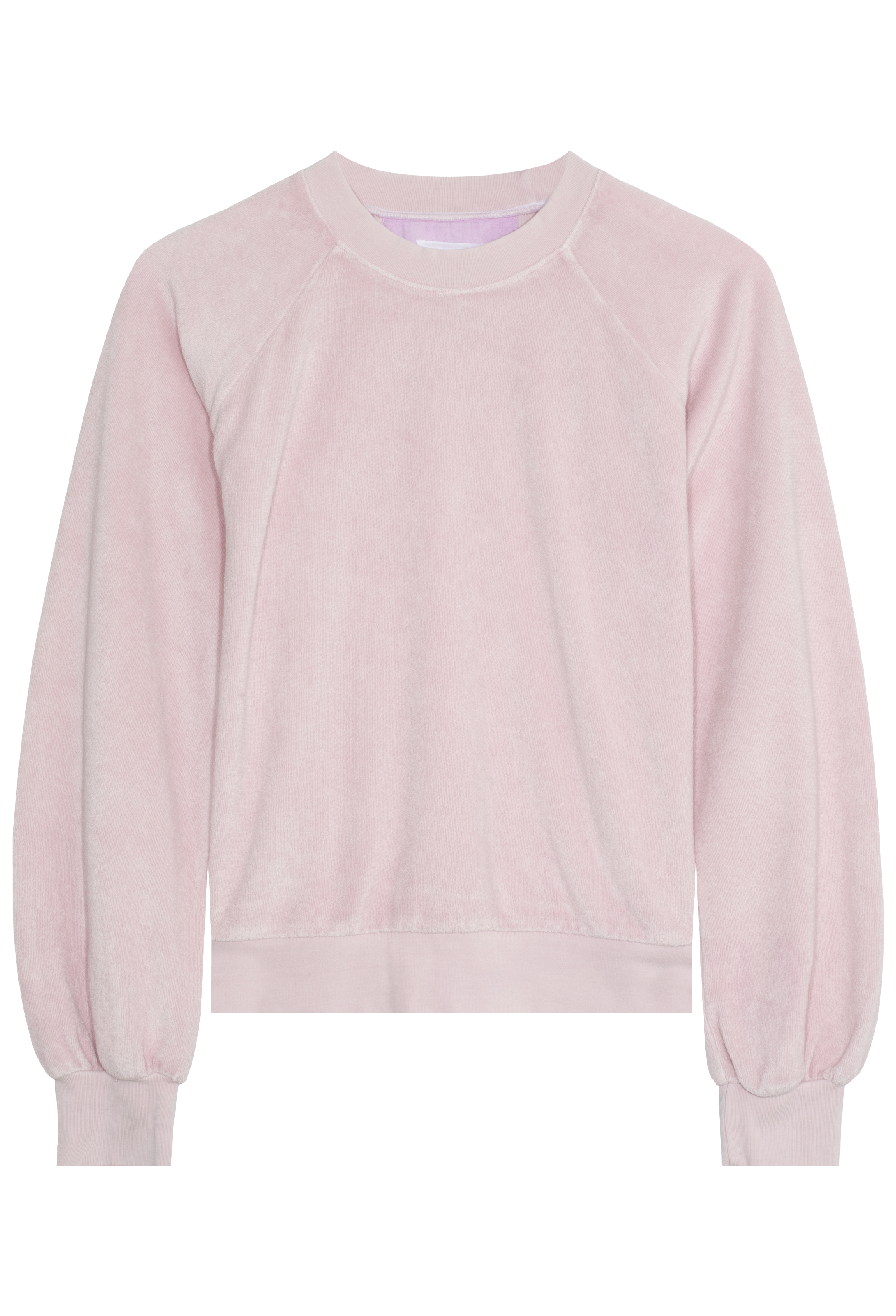 light purple terry cloth sweatshirt on a white background