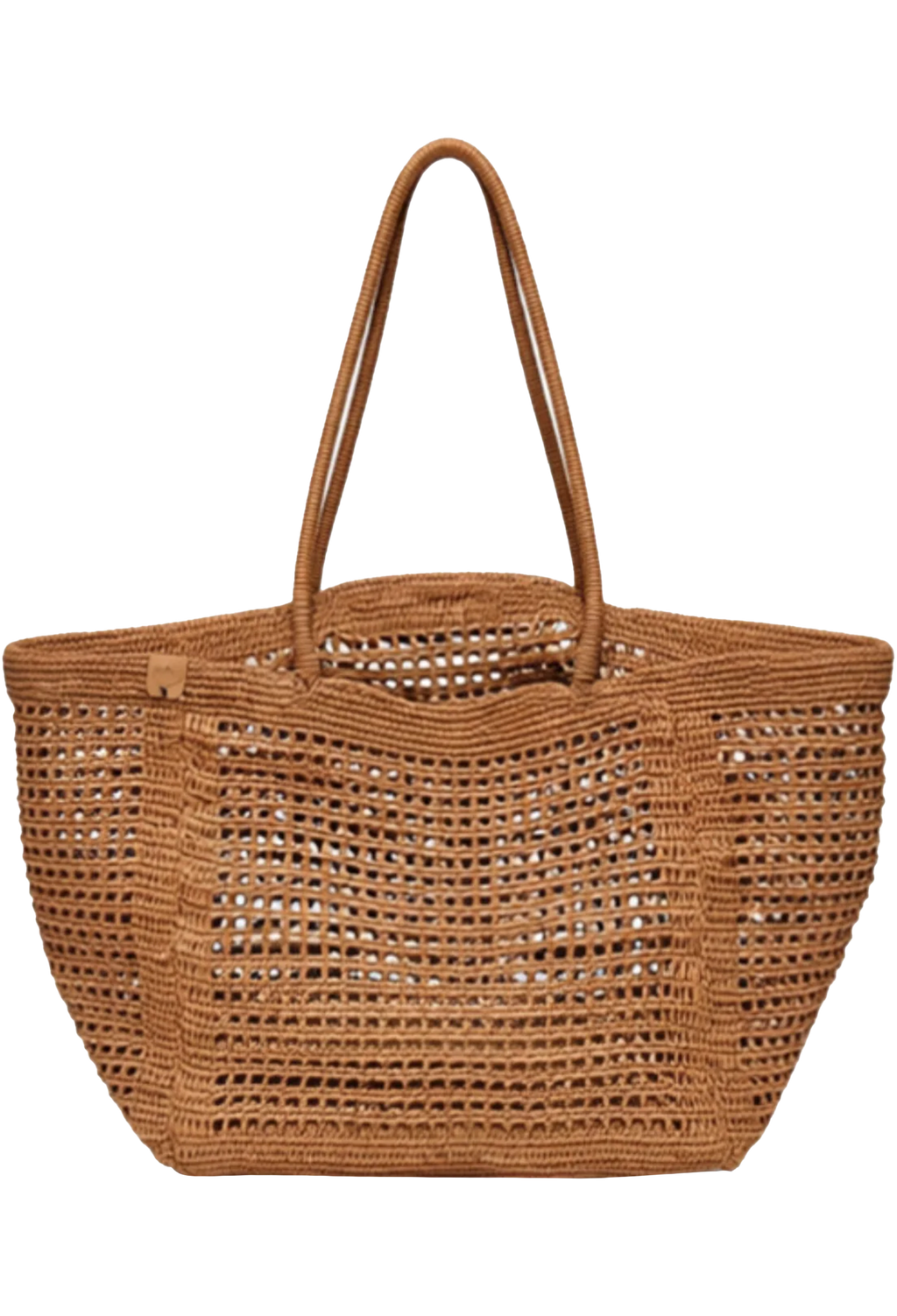 a caramel straw beach tote bag
