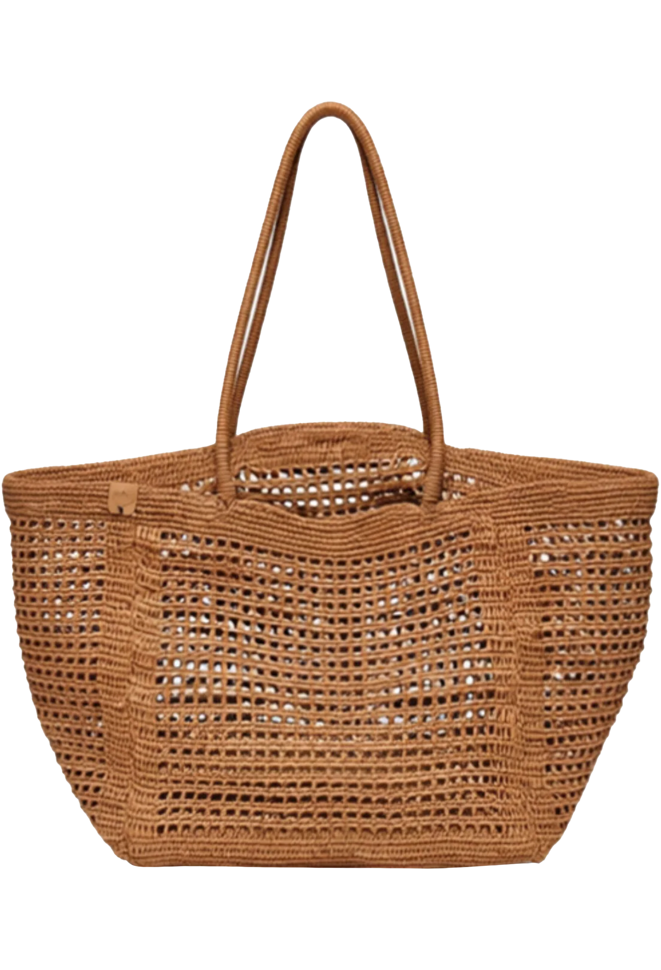 a caramel straw beach tote bag