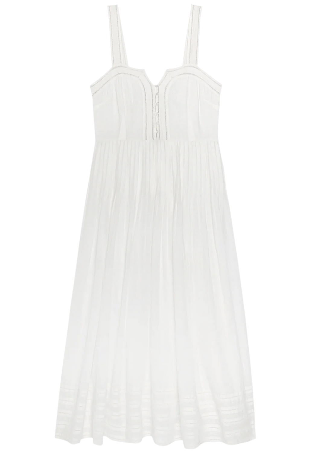 sleeveless midi white dress on a white background