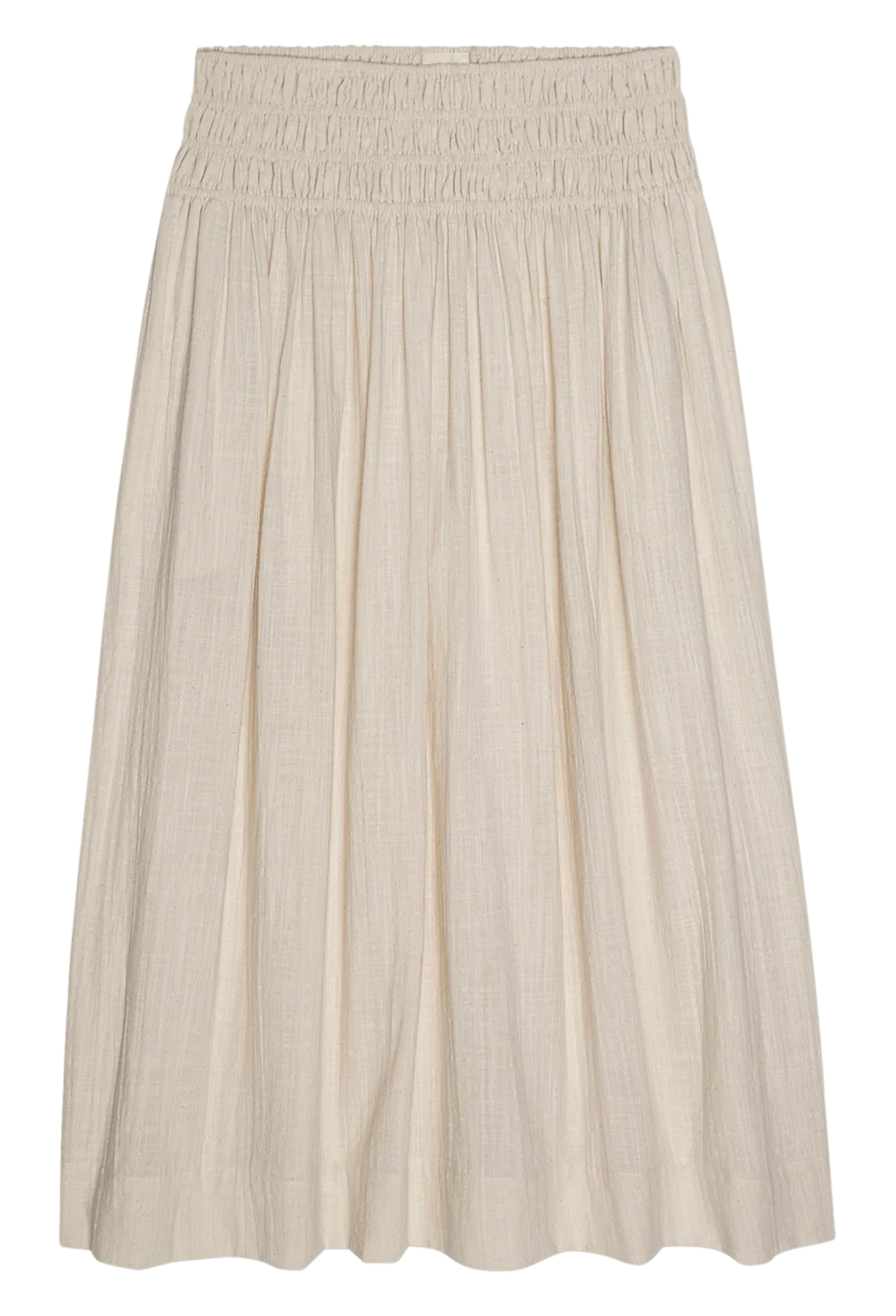 off white skirt with a smocked waistband on a white background