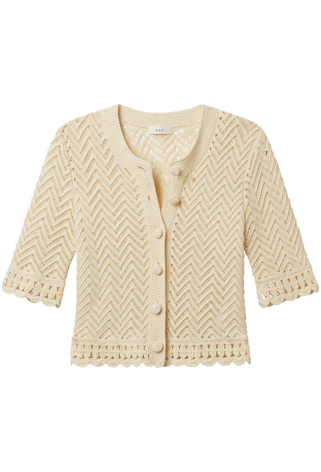 Beige knitted cardigan on a white background