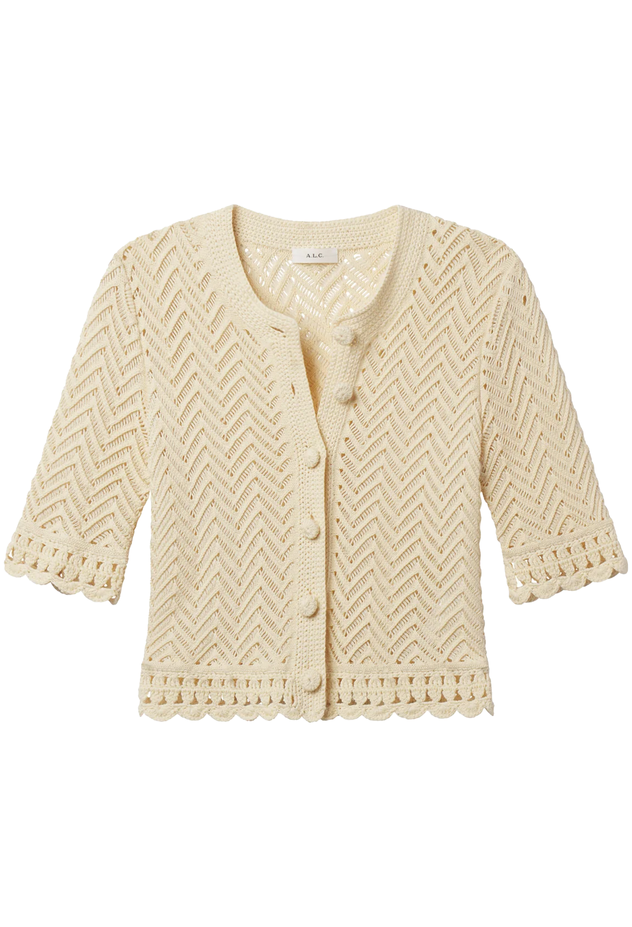 Beige knitted cardigan on a white background