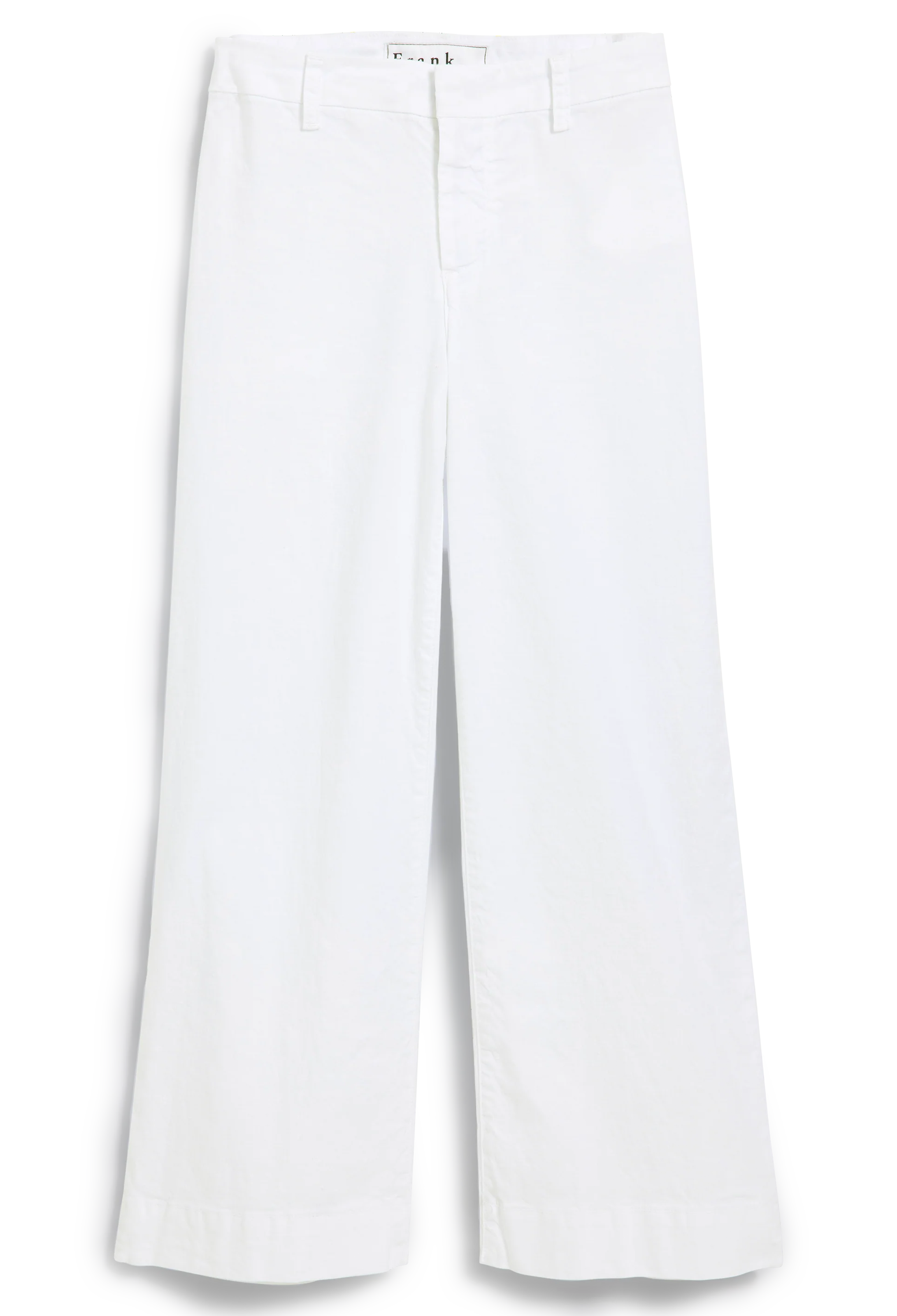 White wide-leg pants on a white background