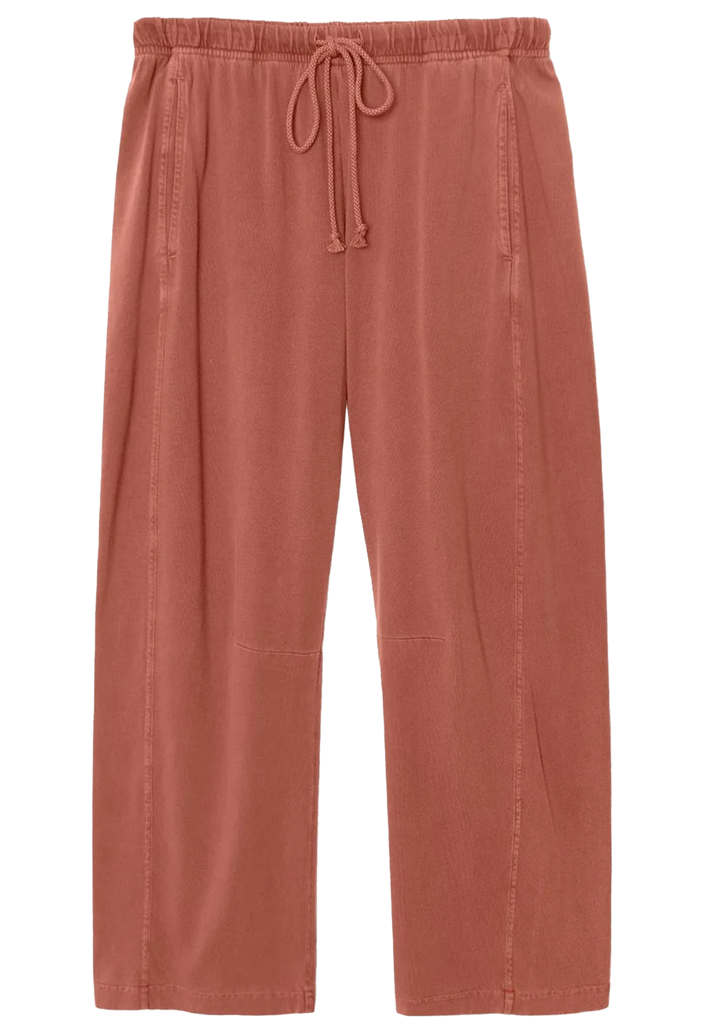 faded red pants with a drawstring on a transparent background