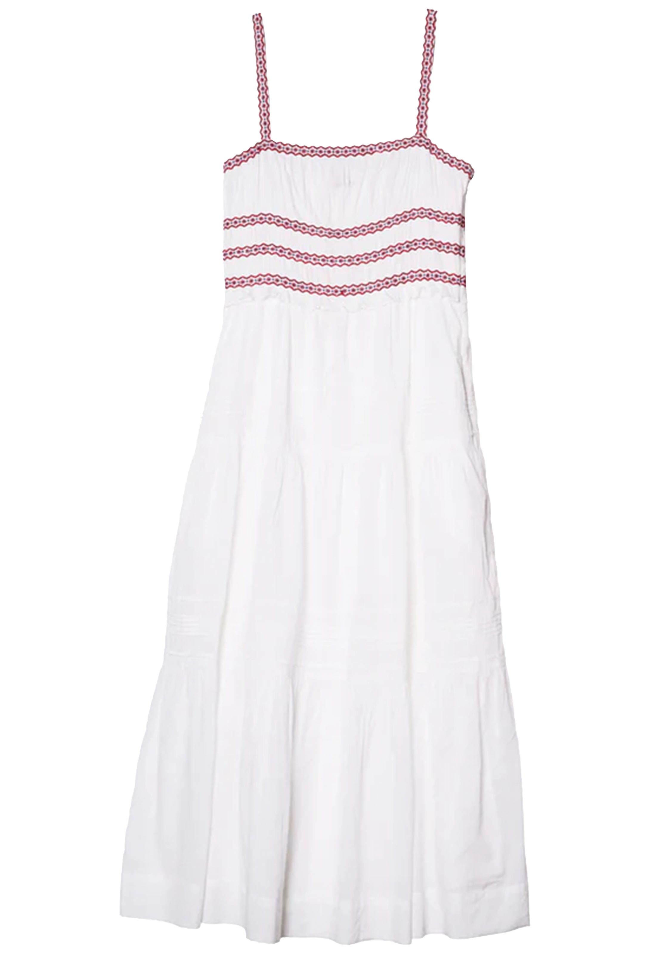 White dress with red trim on a transparent background