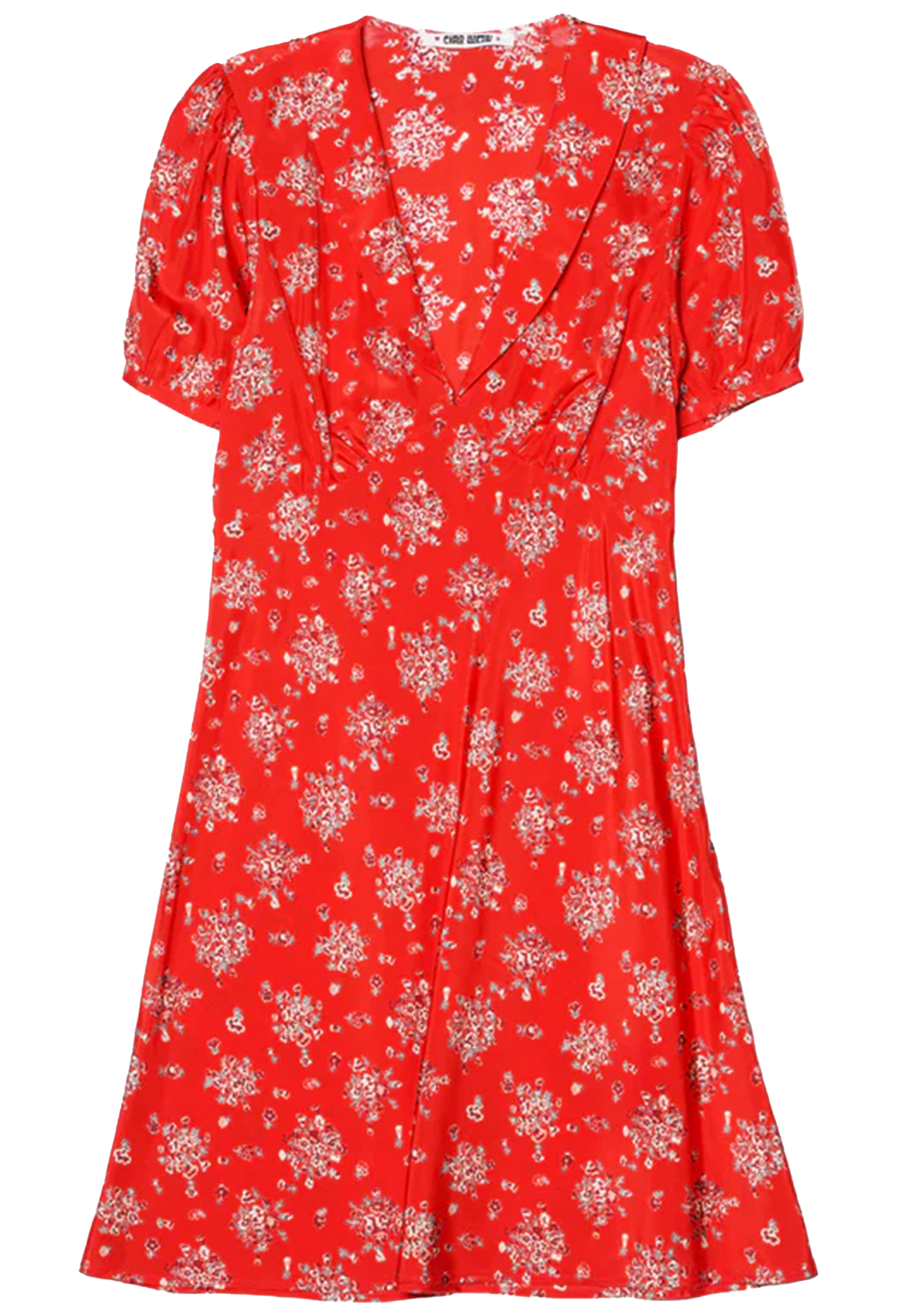 Red floral dress on a transparent background