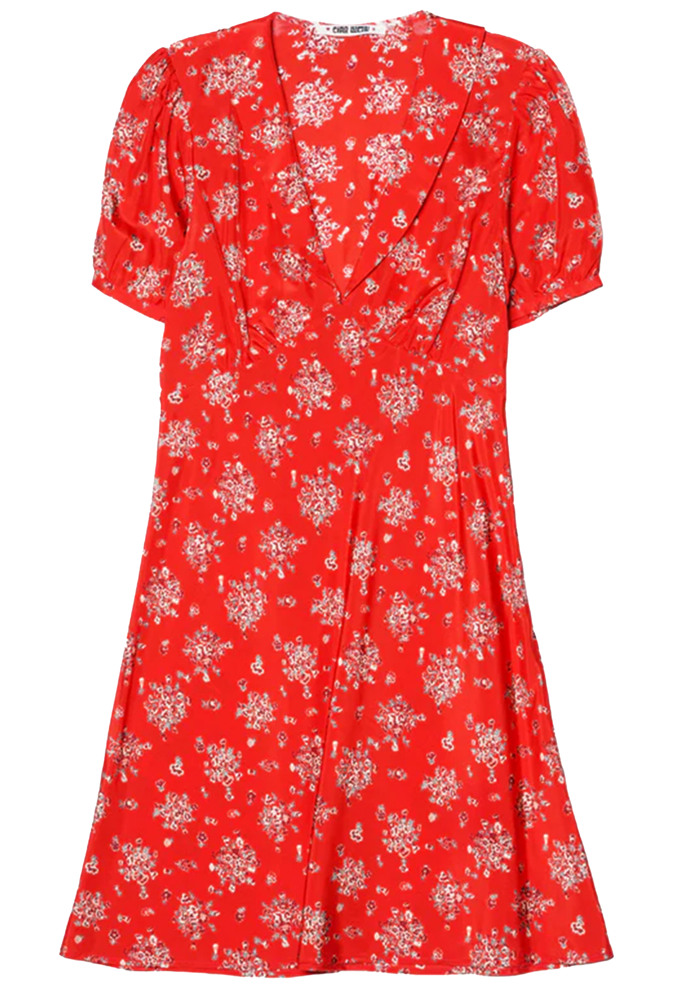 Red floral dress on a transparent background